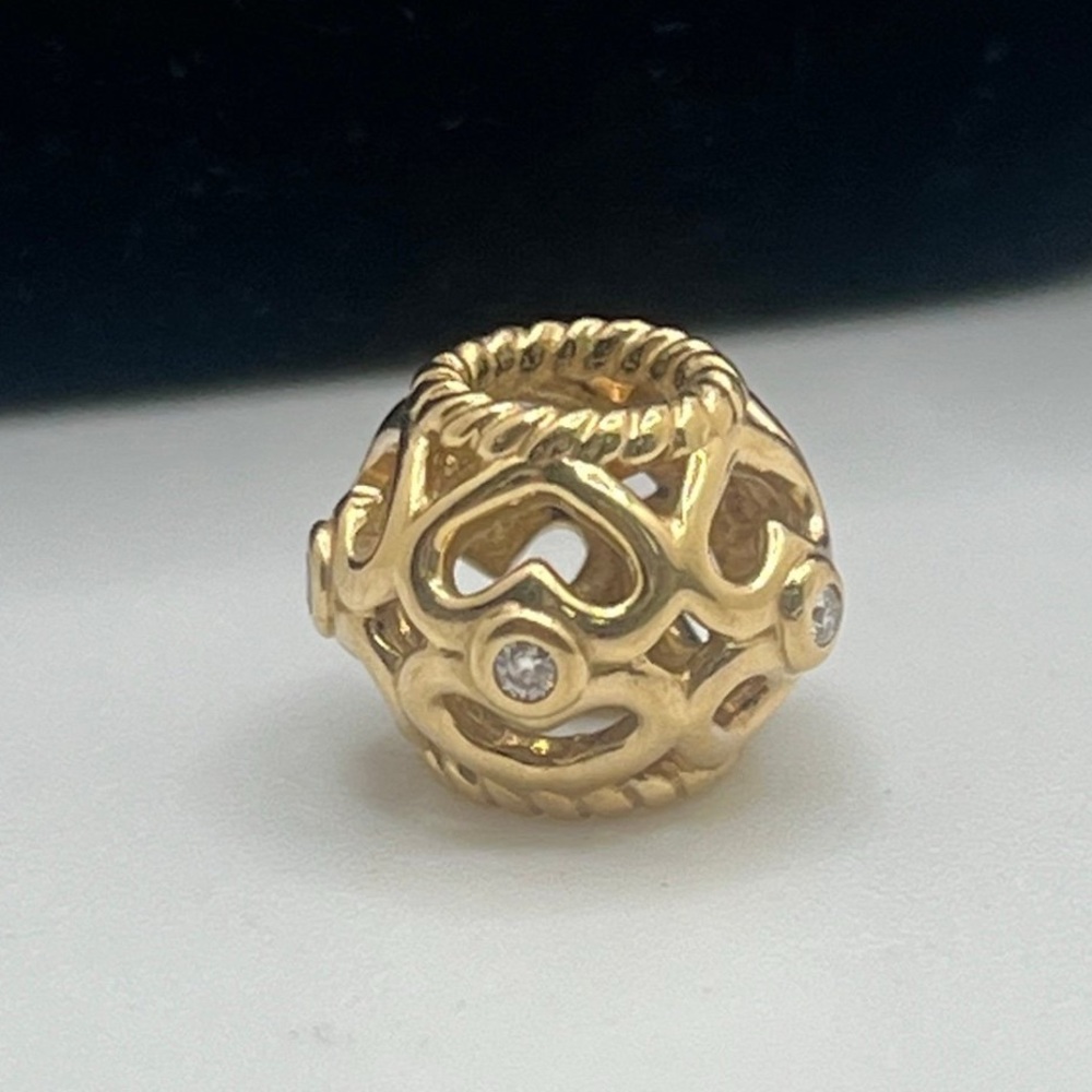 Reserved for @april0116 PANDORA 14K Yellow gold Open Heart Diamonds Charm